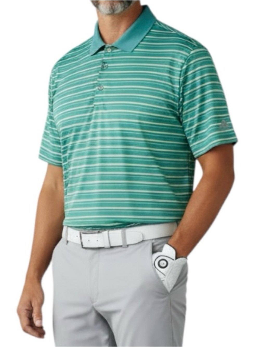 Adidas Golf Polo Green Yellow Striped Short Sleeve Men’s Shirt Size XL NWOT